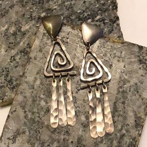Vintage silver long earrings